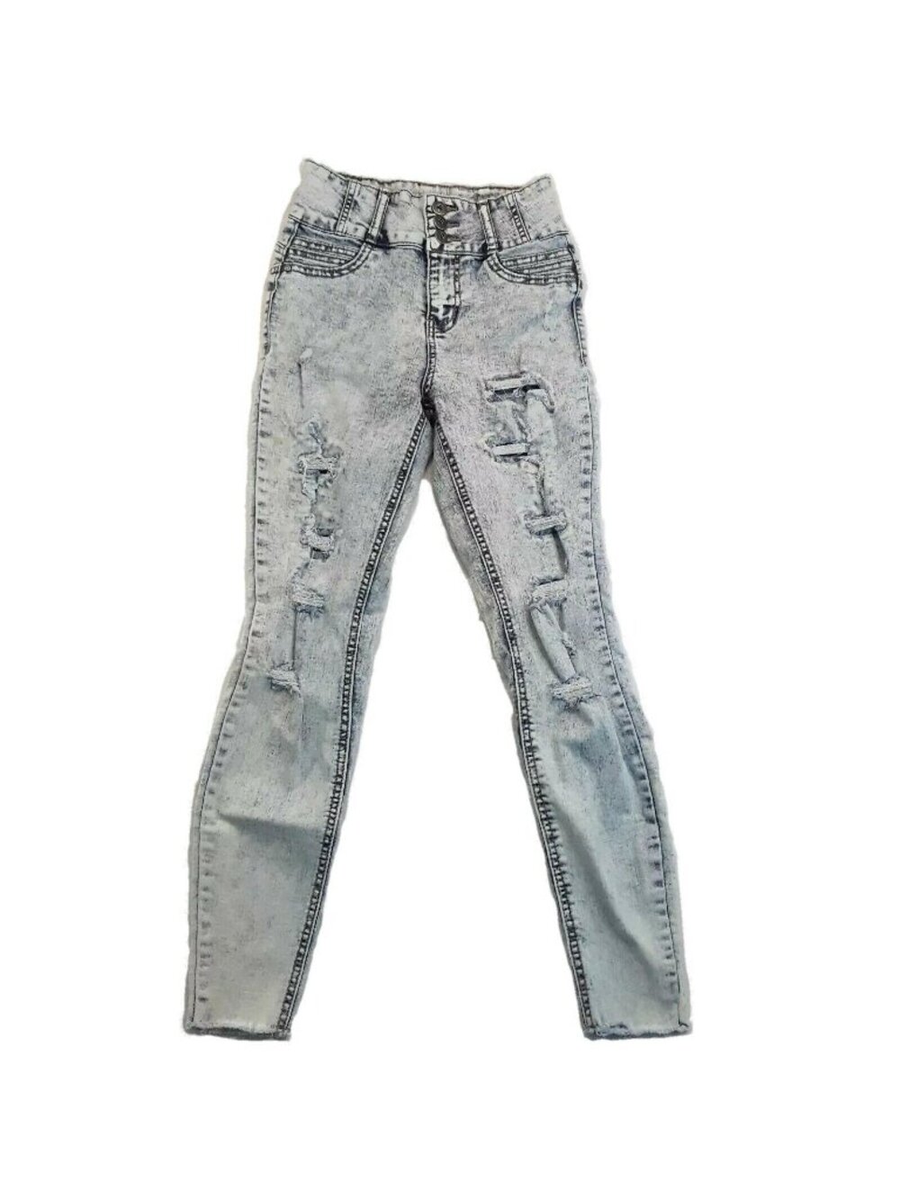 NOBO High Rise Sculpting Skinny Burnout Jeans Juniors 1 Bleached Holes Destroyed